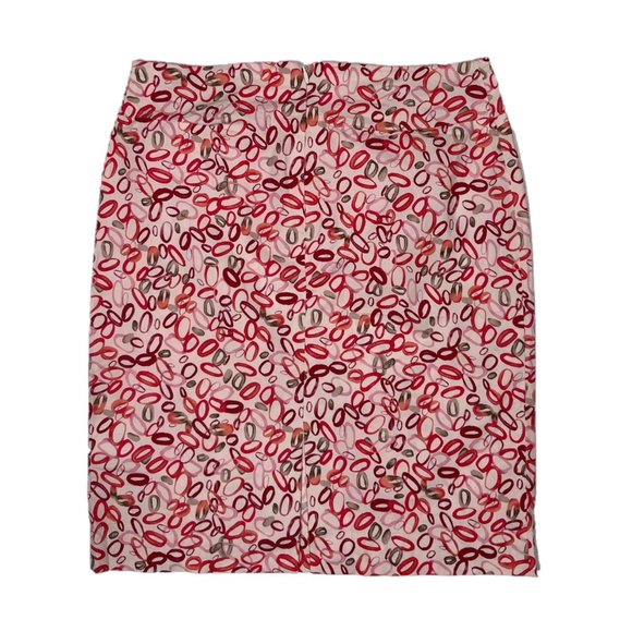 Club Monaco Cotton Pink & Red Rings Pencil Skirt Size 0 - Picture 2 of 3